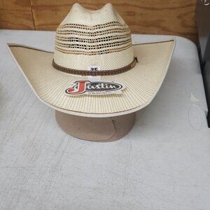 Justin Bend Rail Ivory Bangora Straw Cowboy Hat